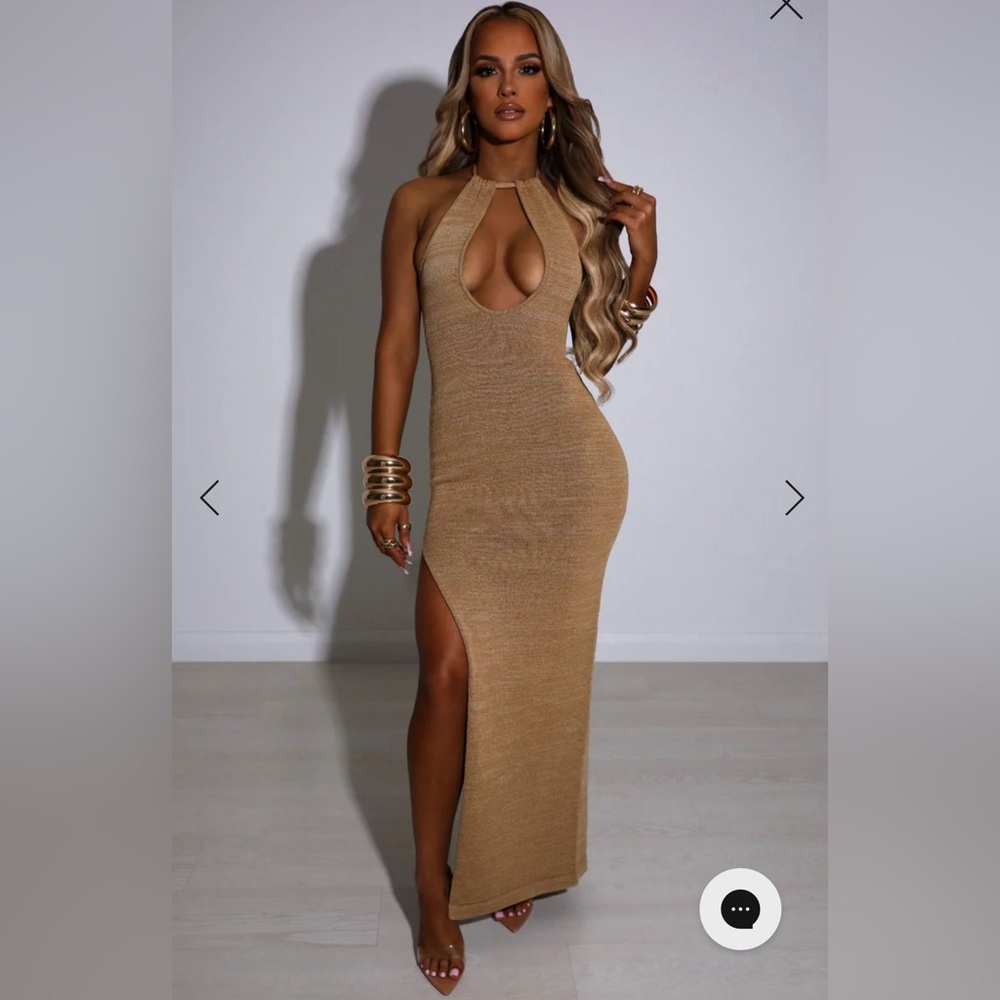 ISLA MAXI DRESS - BEIGE XS NWT - BABYBOO